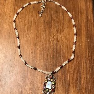 Sterling silver necklace with semiprecious stones